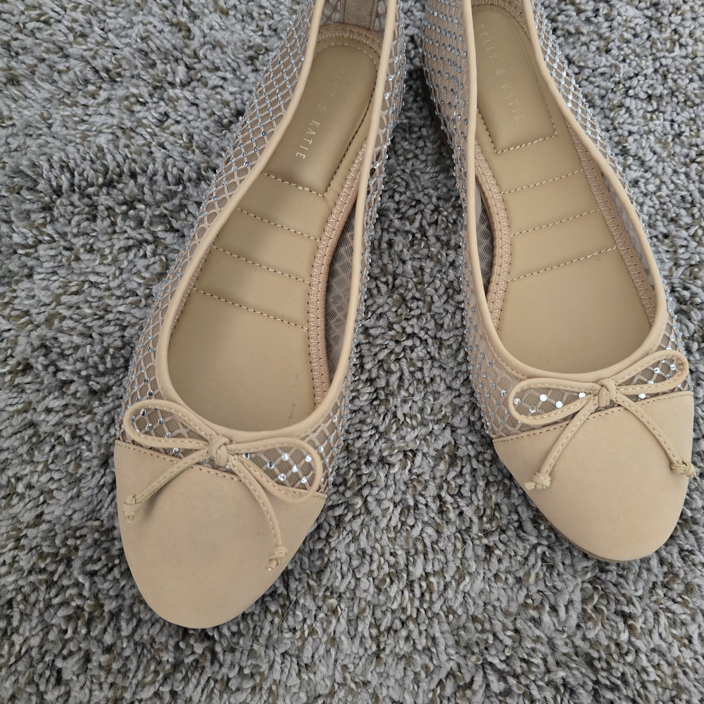 Kelly & Katie Beige Mesh Ballet Flats